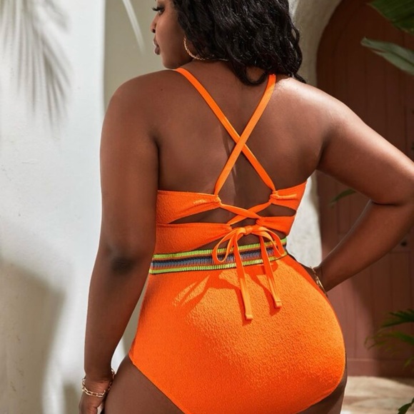 Women's plus size one piece high stretch swim suit - Picture 2 of 7